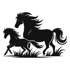 vector design horse set silhouette, majestic and detailed equestrian illustrations