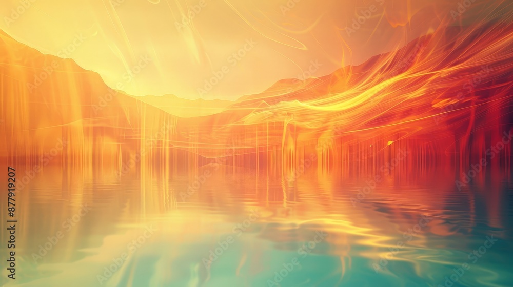 Poster an abstract background with a blend of warm, sunset-inspired colors, creating a serene and beautiful