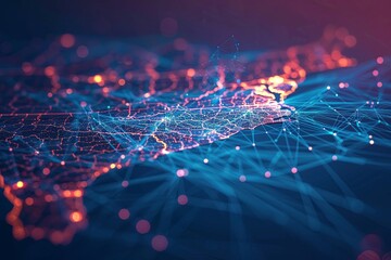 Digital map of California US Network Connection created with Generative AI