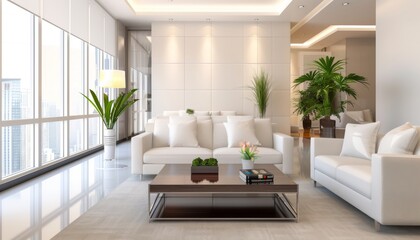 Modern Living Room with White Sofa