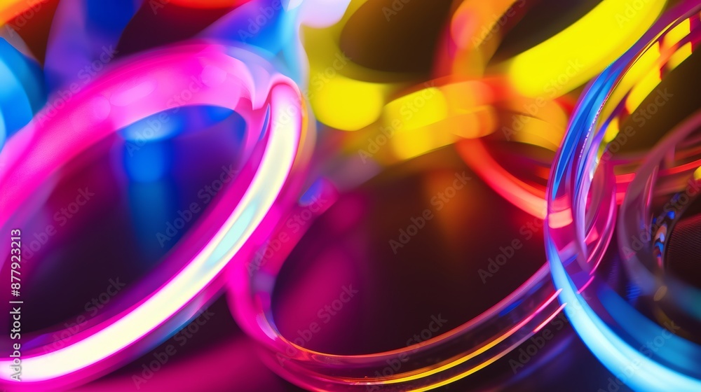 Poster vibrant glowing rings background for tech and design generative ai