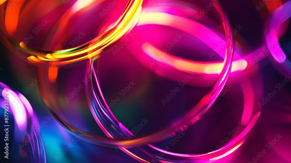 Poster vibrant glowing rings background for tech and design generative ai