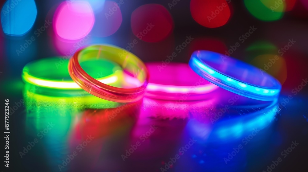 Poster vibrant glowing rings background for tech and design generative ai