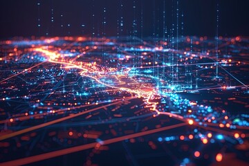 Digital map of California US Network Connection created with Generative AI