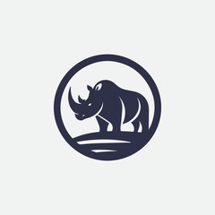 Fototapeta premium A striking rhino icon enclosed in a circle, symbolizing power and unity. Perfect for brands seeking a strong and cohesive identity in industries such as conservation, sports, or technology.