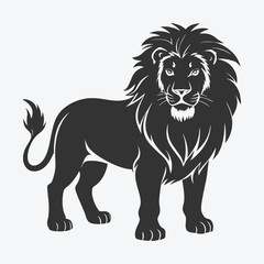Majestic Lion Silhouette Vector, High-Quality Wildlife Illustration