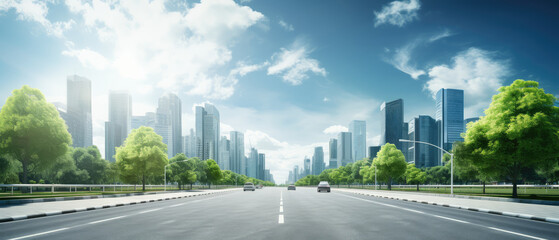Futuristic Urban Highway in a Thriving Metropolis