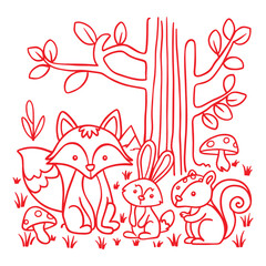 Black and white vector illustration for coloring books. Coloring book for children