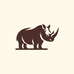 A dynamic rhino icon in vector style, symbolizing strength and resilience. Ideal for brands seeking a powerful and memorable identity across various industries like conservation, sports, or technology