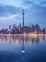 Obraz premium Twilight Skyline of Toronto with Reflections