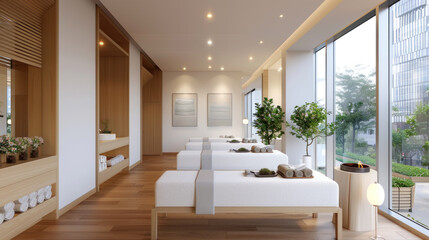 Fototapeta premium Brown ornament spa facility accommodation for comfort in lifestyle hotel