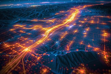 Obraz premium Digital map of California US Network Connection created with Generative AI