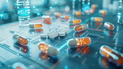 Many colorful medicines. Pills Background or texture. dietary supplement.