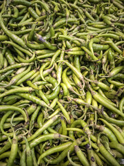 Green peppers in a market
