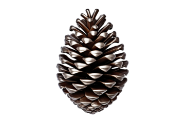 High-quality pinecone metallic PNG with transparent background for digital art, graphic design, and seasonal decoration projects
