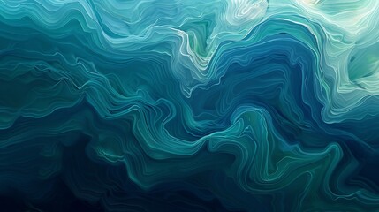 Fototapeta premium An abstract seascape, with flowing lines and gradients of blue and green suggesting the movement of water and waves