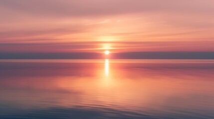 Fototapeta premium Tranquil Sunset Horizon over Calm Ocean Waters