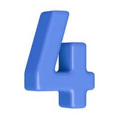 Blue 3D Number 4