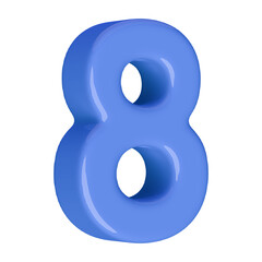 Blue 3D Number 8