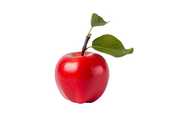 Red apple with stem isolated on transparent background, high-quality PNG  illustration for digital art, food design, and educational projects, featuring fresh and vibrant color, perfect for graphic de