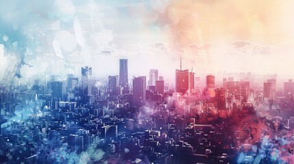 Fototapeta premium Vibrant Artistic City Skyline