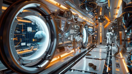 Fototapeta premium Futuristic Space Station Control Room