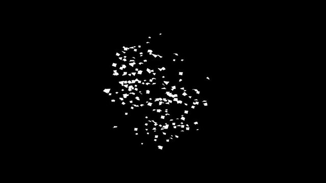 Silver confetti explosion on black background, Green background with Matte Channel