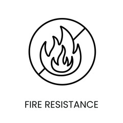 Fire resistance line vector icon with editable stroke