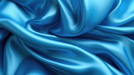 Obraz premium Luxurious Blue Silk Fabric Close-Up