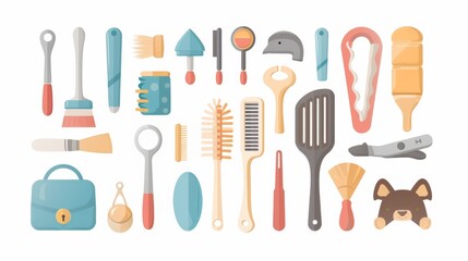 Obraz premium Pet Grooming Tools Illustration