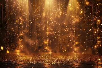 Fototapeta premium Glittering Concert Stage ,Concert Stage with Metallic Confetti and Glitter