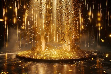 Glittering Concert Stage ,Concert Stage with Metallic Confetti and Glitter