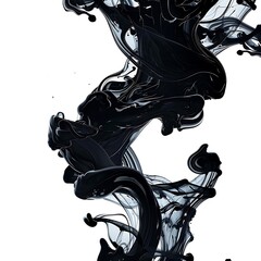 Abstract Black Ink Splashes on White Background Illustration