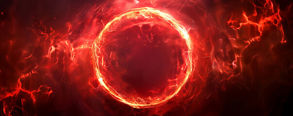 Red Abstract Circle with Plasma and Lightning Effect