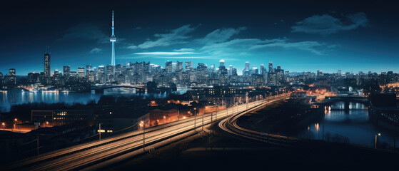 Fototapeta premium Metropolitan Elegance: City Skyline at Night