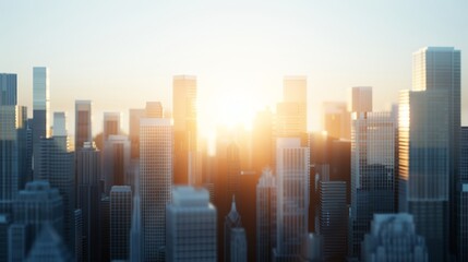 Fototapeta premium Urban cityscape bathed in intense sunshine, highlighting the interplay of light and shadows, a bright and dynamic scene