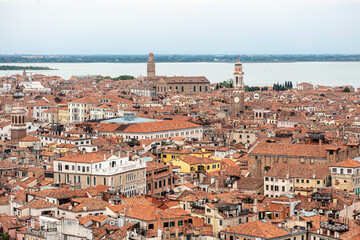 View to the city of Venice from high tower