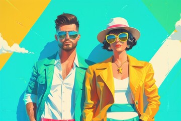 Stylish Couple in Summery Colors