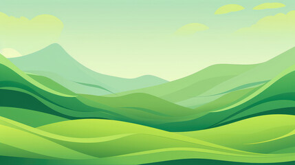 Obraz premium Serene Green Valley Nature Illustration