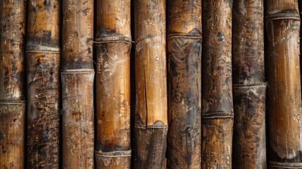 Obraz premium Close-up of Brown Bamboo Texture