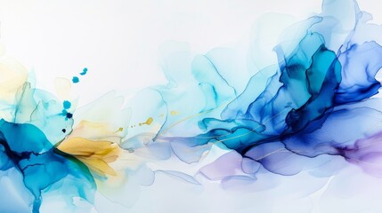 Obraz premium Vibrant watercolor gallery showcasing abstract art pieces in various styles, blending vivid colors and dynamic forms, creating an immersive visual experience