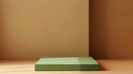 Green Platform Against Tan Wall and Floor