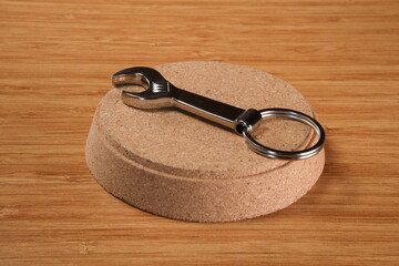 Metal Wrench-Shaped Keychain - Silver Color