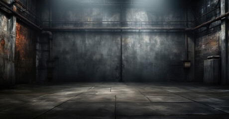 Atmospheric Empty Industrial Warehouse Interior