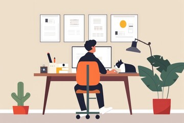 Creativity Unleashed: Minimalist Developer Sketching App Designs for Animal Lovers in 2D Flat Illustration