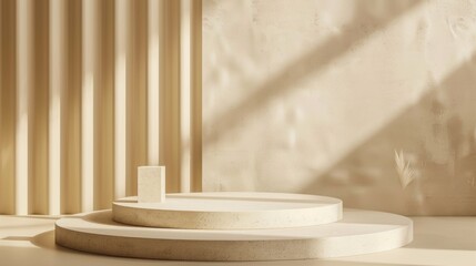Minimalist Product Display with Two Circular Platforms