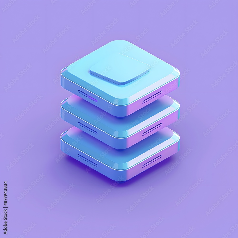 Aufkleber futuristic 3d illustration of stacked square objects with vibrant colors, creating a modern and abst