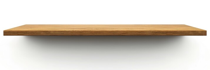 Minimalist Wooden Shelf on White Background