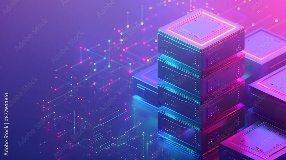 Aufkleber futuristic data server technology with glowing lights symbolizing artificial intelligence, machine l