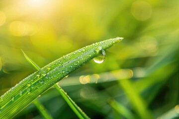 Naklejka premium Close-up of a leaf with water droplets, suitable for nature or science uses